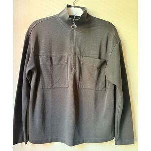 Massimo Dutti‎ Men's Size XS Charcoal Gray Cotton Blend Quarter Zip Pullover